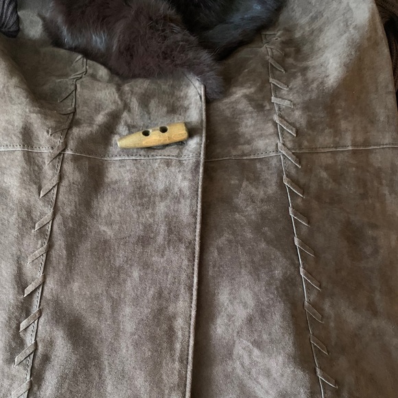 Nygard Suede Leather Rabbit Fur Knit Jacket - Picture 2 of 6